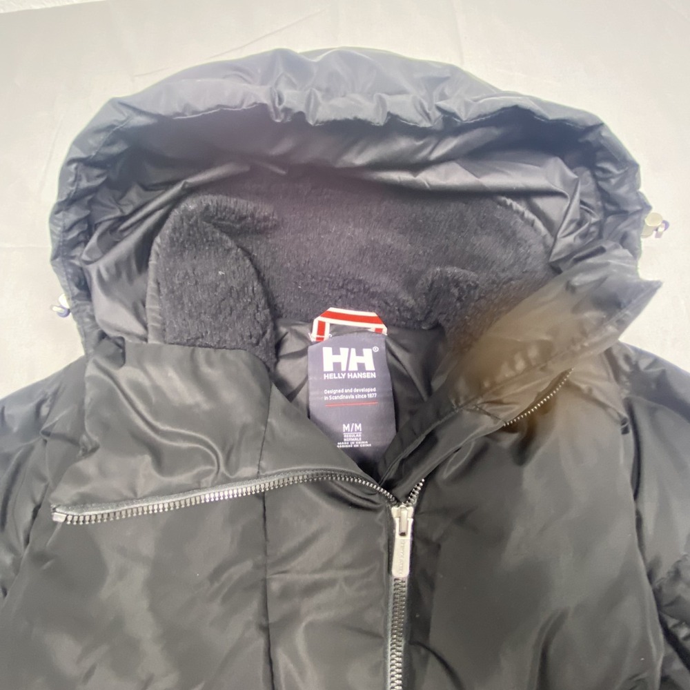 Helly Hansen Women's Black Hooded Puffer Jacket Insulated Coat Medium Winter Ski - Picture 2 of 15